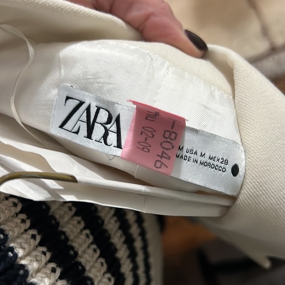 Zara longline white double breasted tuxedo style blazer jacket M - Picture 5 of 6